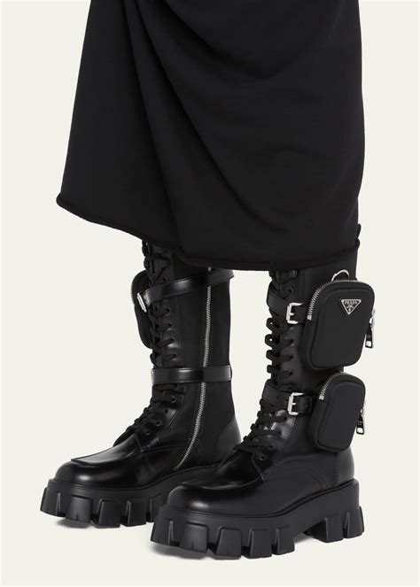 prada monolith patent leather booties dupe|prada combat boots with pouch.